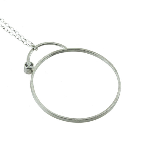 large sterling silver hoop necklace with gemstone by eko jewelry design, Zona