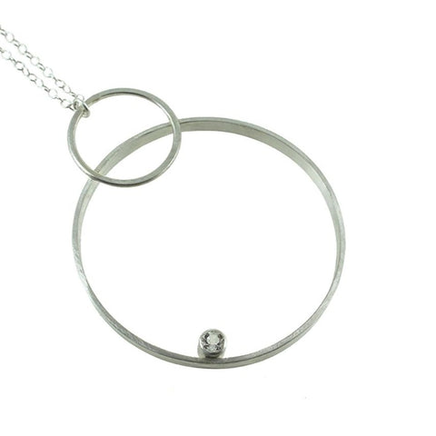 large hoop necklace in sterling silver with gemstone by eko jewelry design, Juno