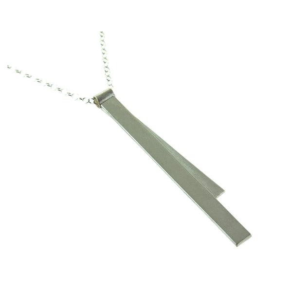 Long sterling silver double bar necklace by eko jewelry design, Brighton