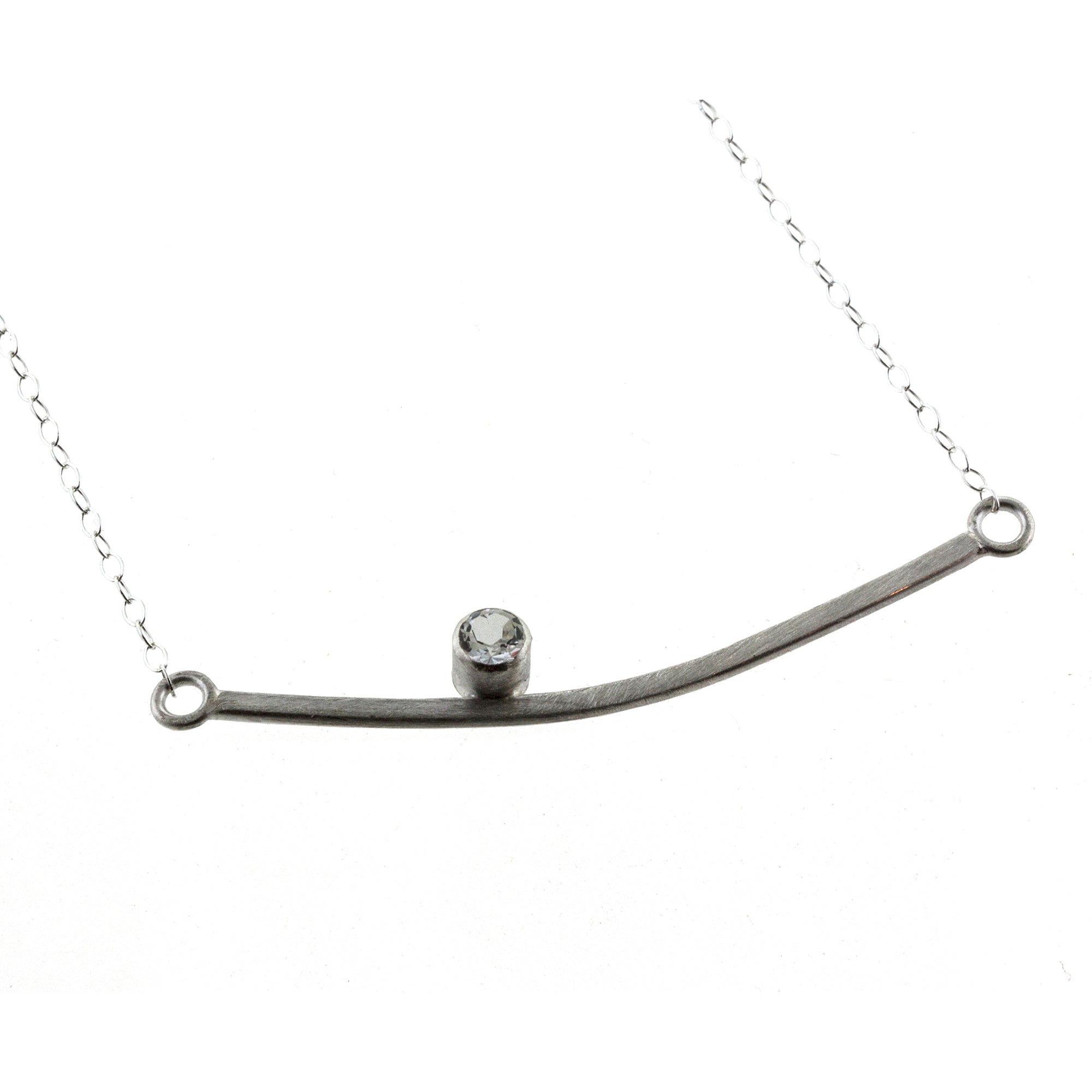 silver bar necklace with gemstone by eko jewelry design, Finley