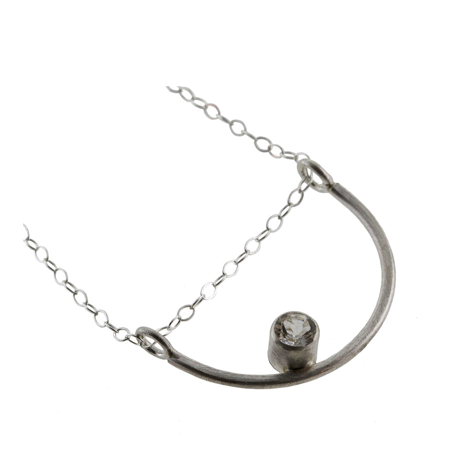 Luna moon necklace in sterling silver with gemstone by eko jewelry design