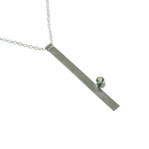 Long sterling silver bar necklace with a gemstone by eko jewelry design, Verdie