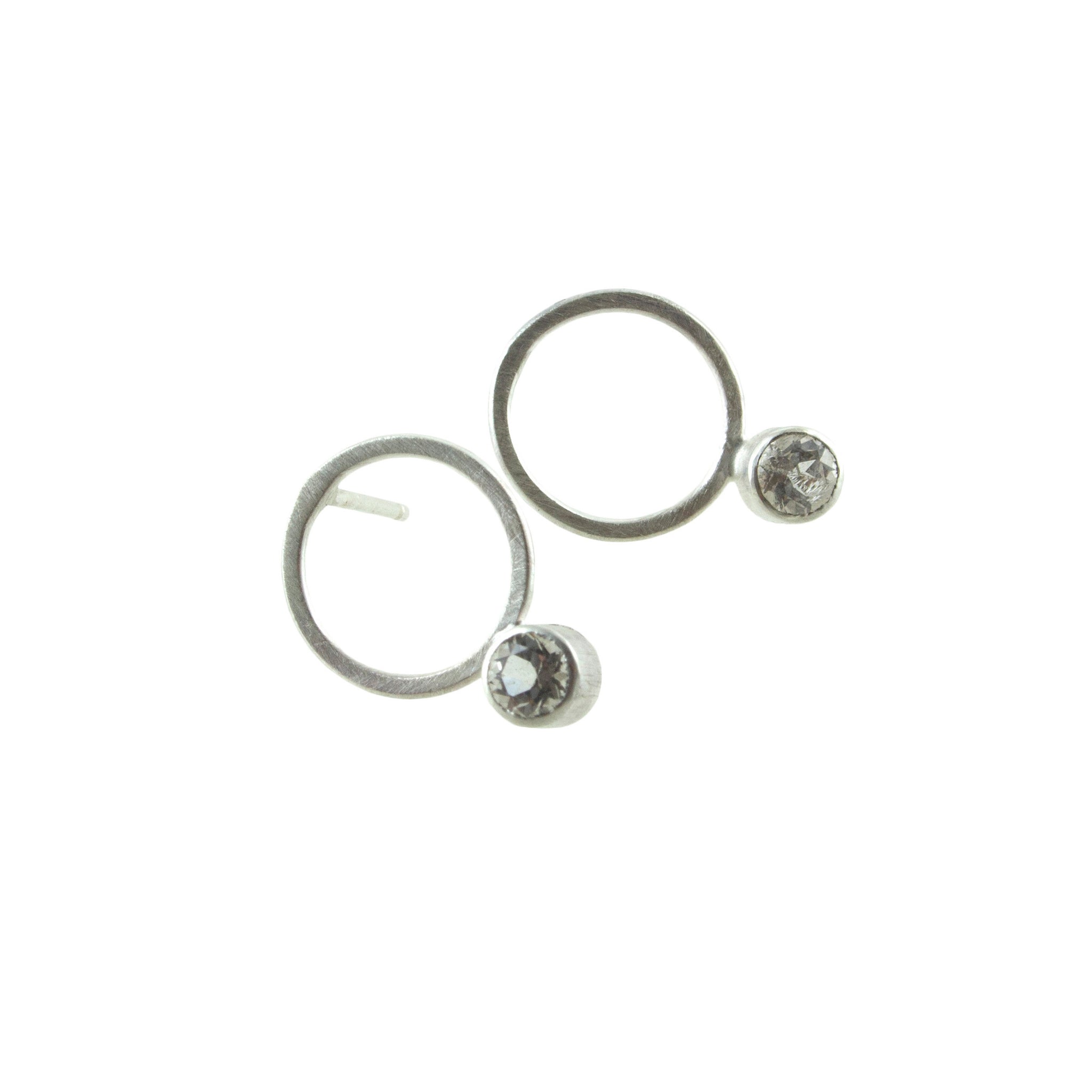 small sterling silver circle stud earrings with gemstones by eko jewelry design