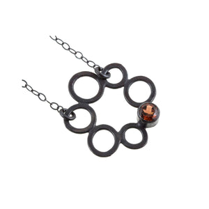 Sterling silver circle necklace with garnet by eko jewelry design, Calista