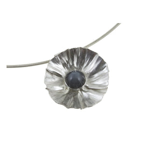 Sterling silver flower necklace with moonstone by eko jewelry design, Fiorella