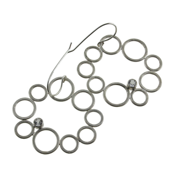 Silver hoop earrings with gemstones by eko jewelry design, Estelle