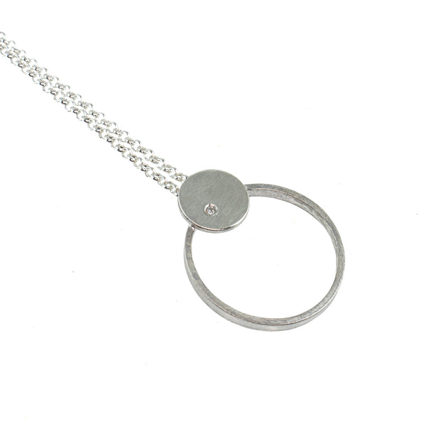 Sterling silver hoop necklace with a diamond by eko jewelry design, Mahina