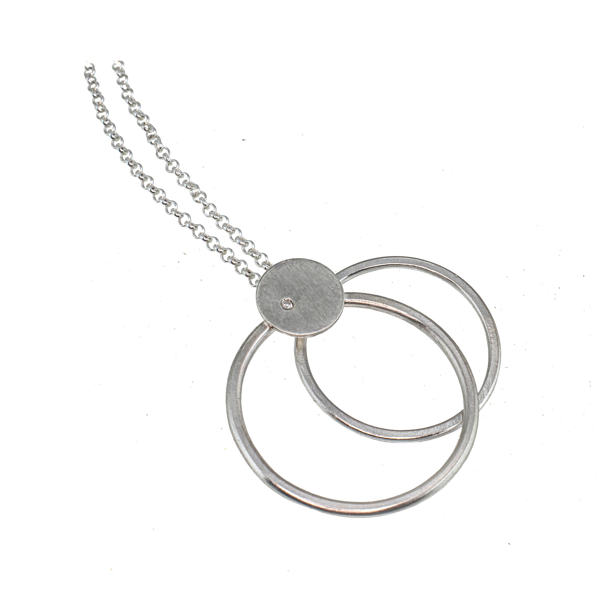 Sterling silver hoop necklace with diamond by eko jewelry design, Delaney