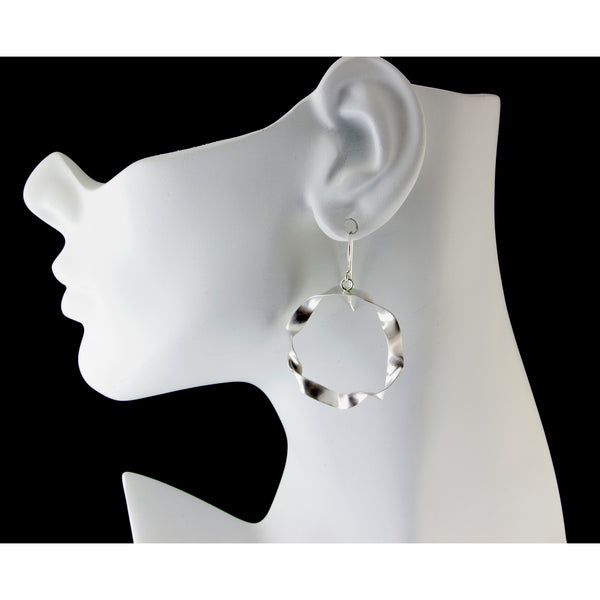 sterling silver large hoop earrings by eko jewelry design, Marisol on model