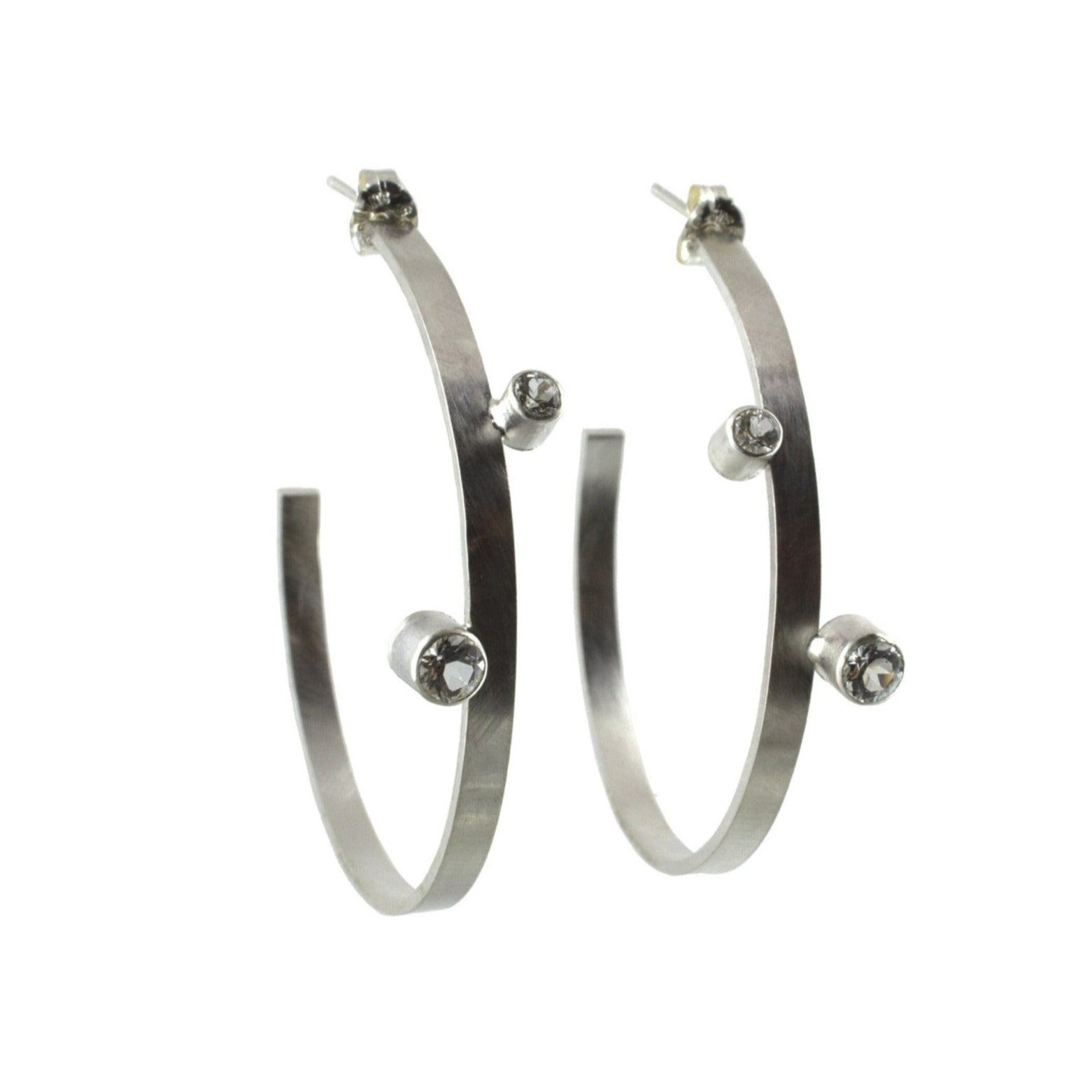 sterling silver large hoop stud earrings with gemstones by eko jewelry design, Desiree