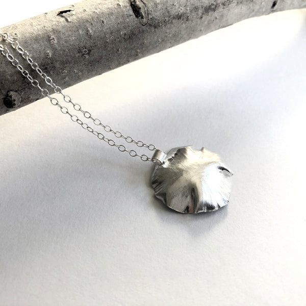 sterling silver leaf necklace by eko jewelry design, Arden back