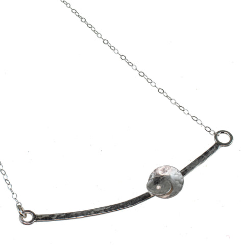 Silver leaf necklace with diamond by eko jewelry design, Langley