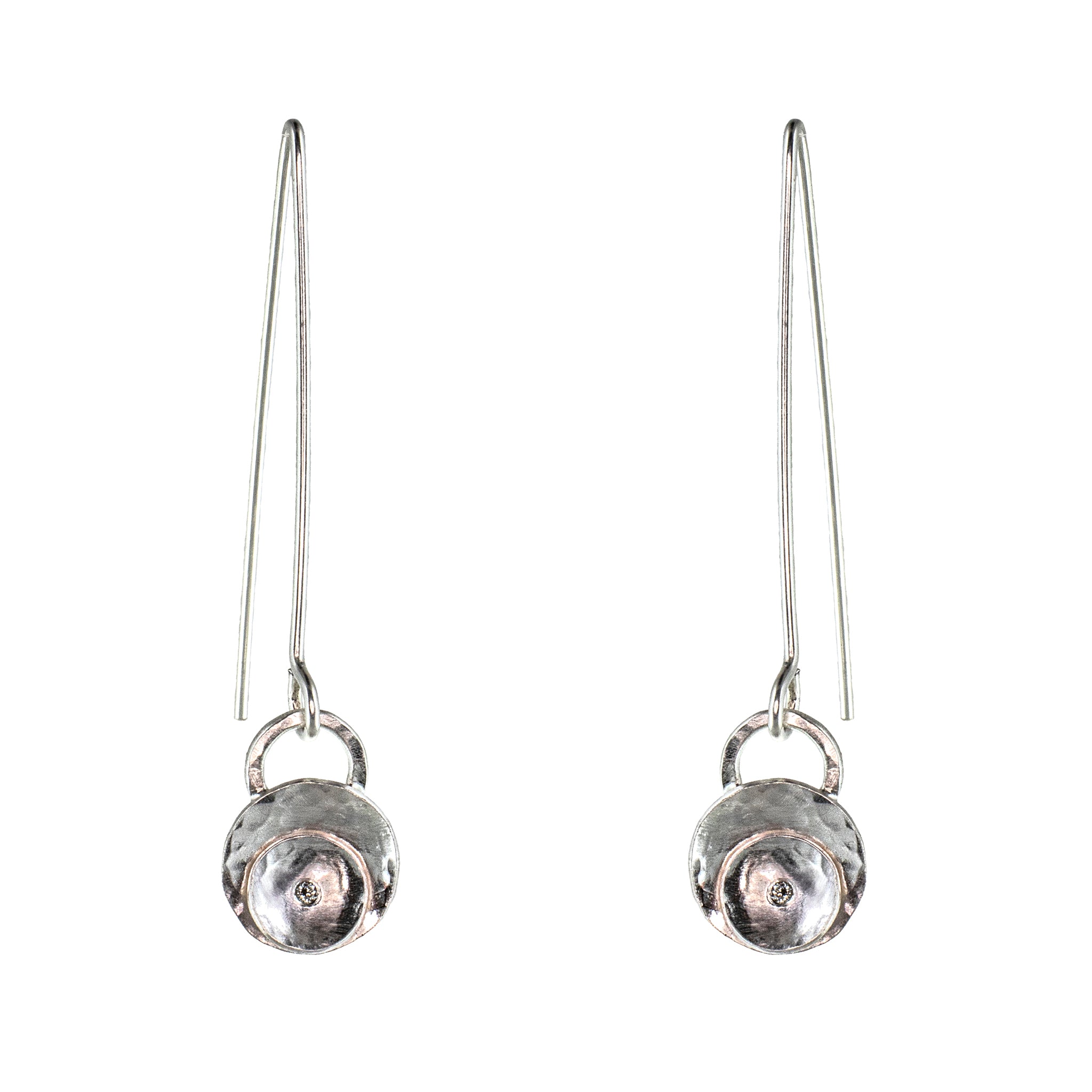 sterling silver leaf threader earrings with diamonds by eko jewelry design, Weslia