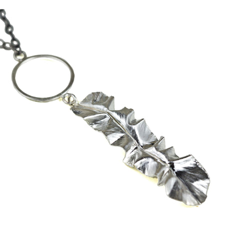 Sterling silver long leaf necklace by eko jewelry design, Jael