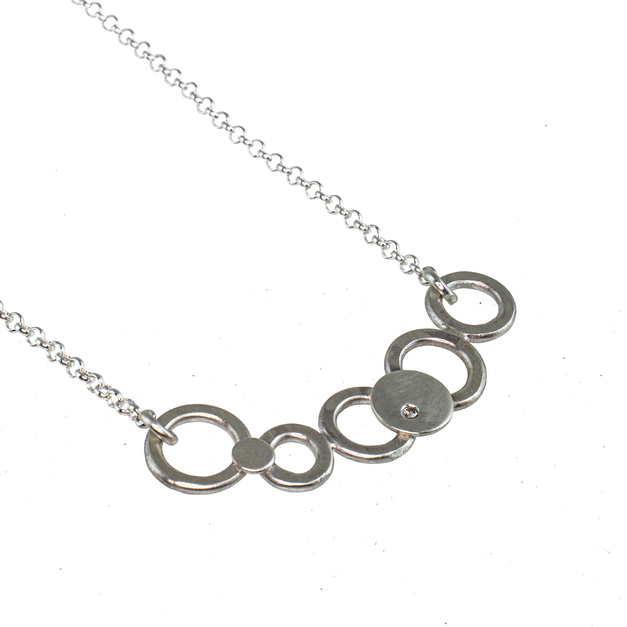 Sterling silver multi circle necklace with diamond by eko jewelry design, Thea