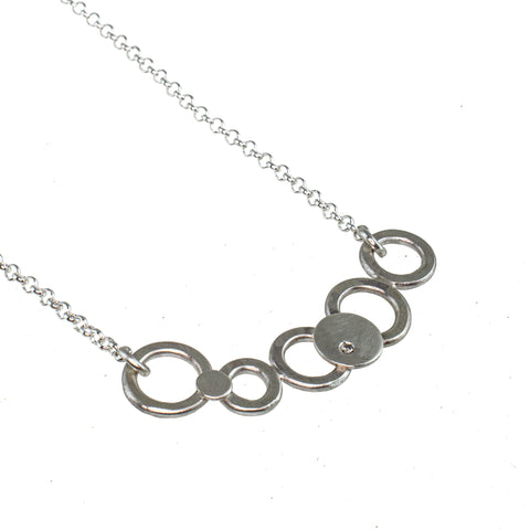 Sterling silver multi circle necklace with diamond by eko jewelry design, Thea