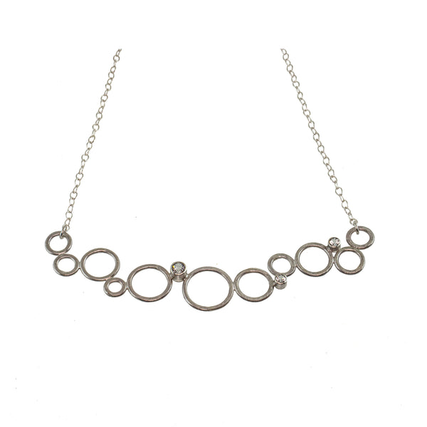 Sterling silver multiple circle necklace with a gemstone by eko jewelry design, Vera